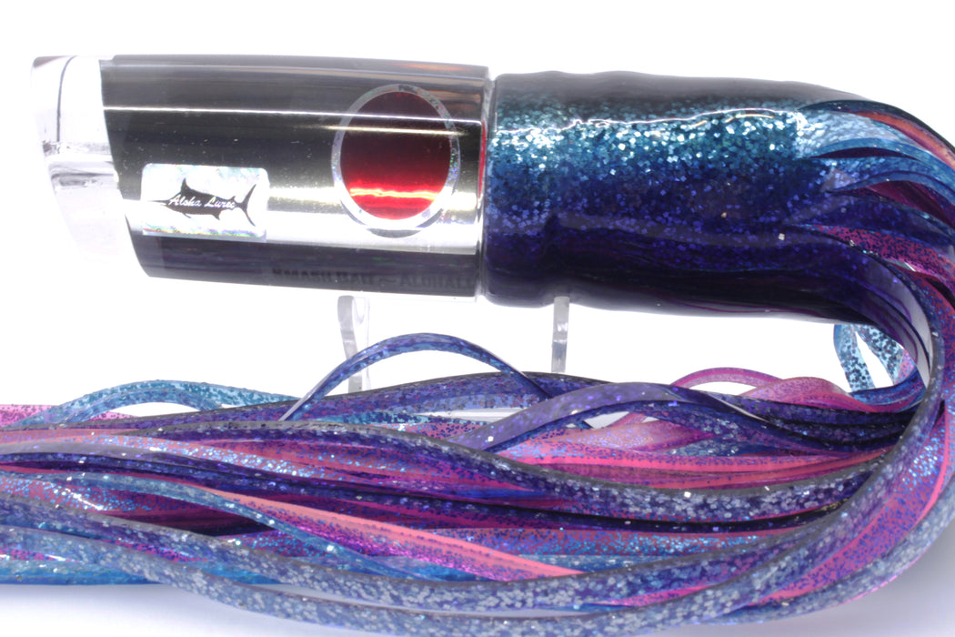 Aloha Lures Mirrored Black Rainbow Smash Bait 14" 15oz Skirted Black-Blue-Dark Purple