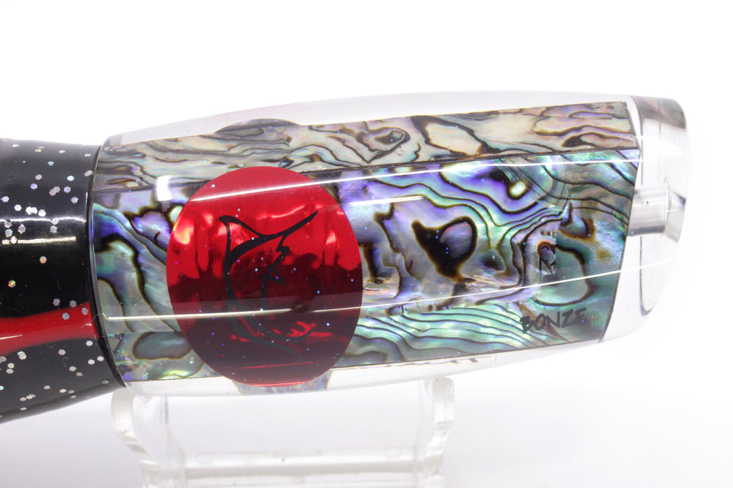 Bonze Lures Paua Shell Red Eyes Argonaut 12" 9.5oz Skirted Black/Red