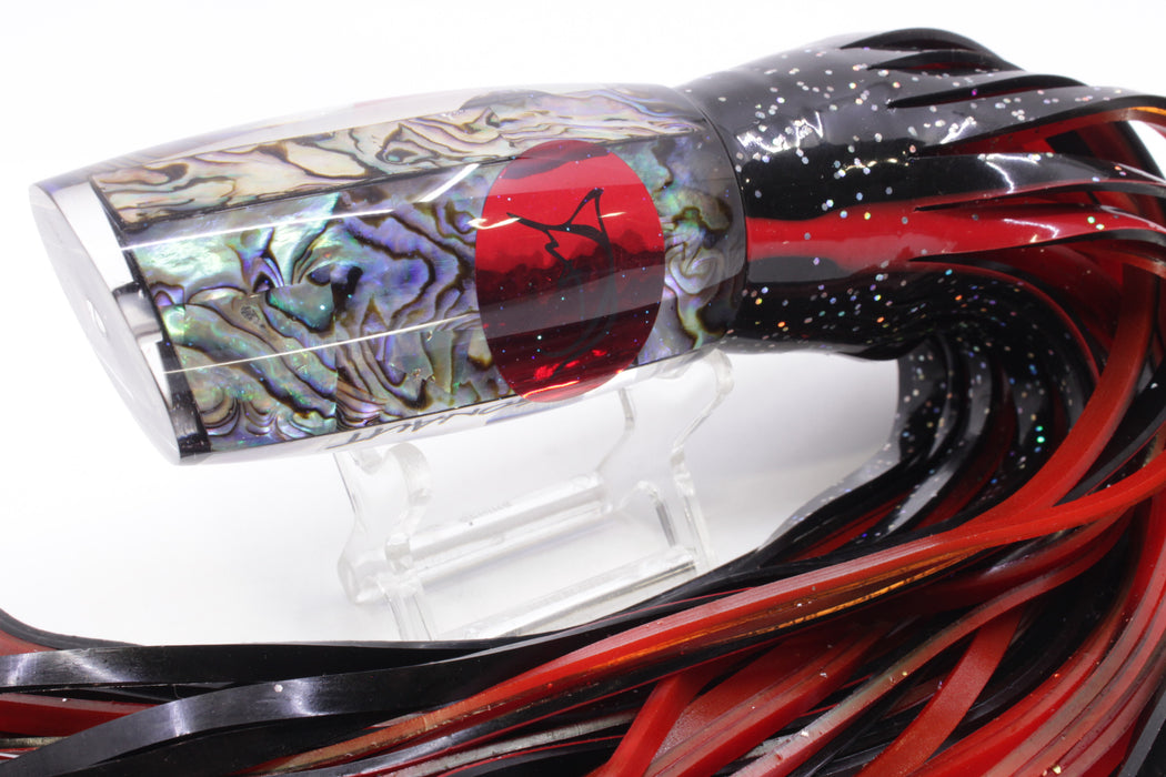 Bonze Lures Paua Shell Red Eyes Argonaut 12" 9.5oz Skirted Black/Red