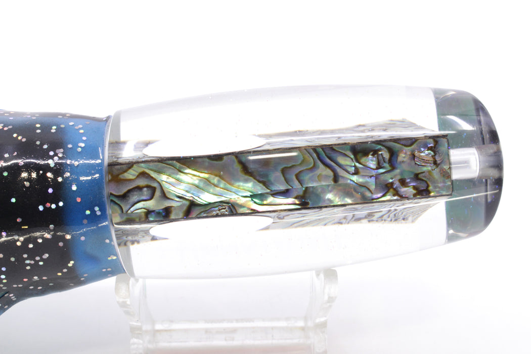 Bonze Lures Paua Shell Red Eyes Argonaut 12" 9.5oz Skirted Blue-Black-White/Green