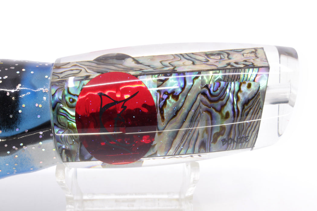 Bonze Lures Paua Shell Red Eyes Argonaut 12" 9.5oz Skirted Blue-Black-White/Green