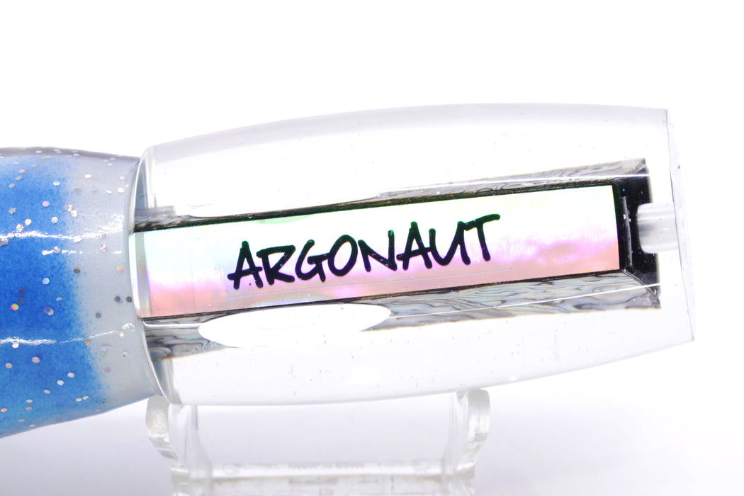 Bonze Lures Paua Shell Red Eyes Argonaut 12" 9.5oz Skirted Blue-Black-White/Green