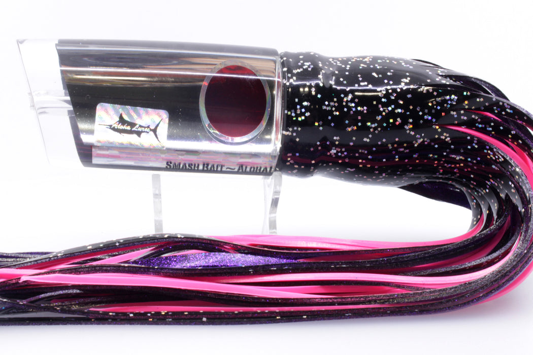 Aloha Lures Mirrored Silver Rainbow Smash Bait 14" 15oz Skirted Black/Pink