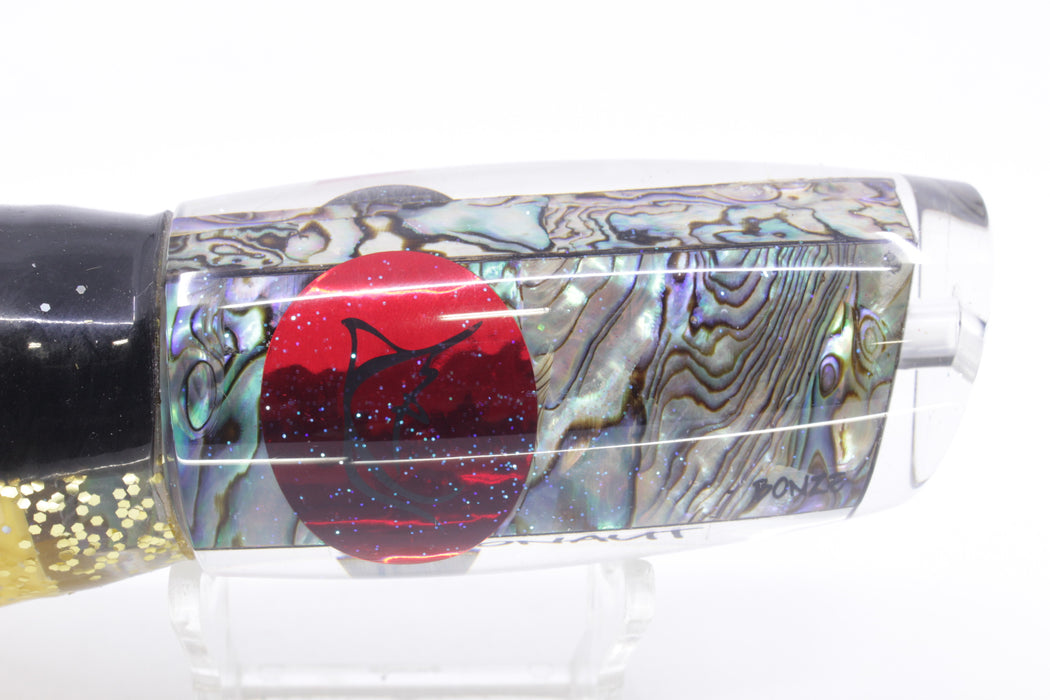 Bonze Lures Paua Shell Red Eyes Argonaut 12" 9.5oz Skirted Black-Gold/Yellow