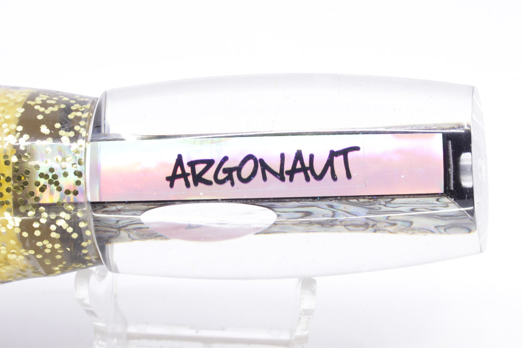 Bonze Lures Paua Shell Red Eyes Argonaut 12" 9.5oz Skirted Black-Gold/Yellow