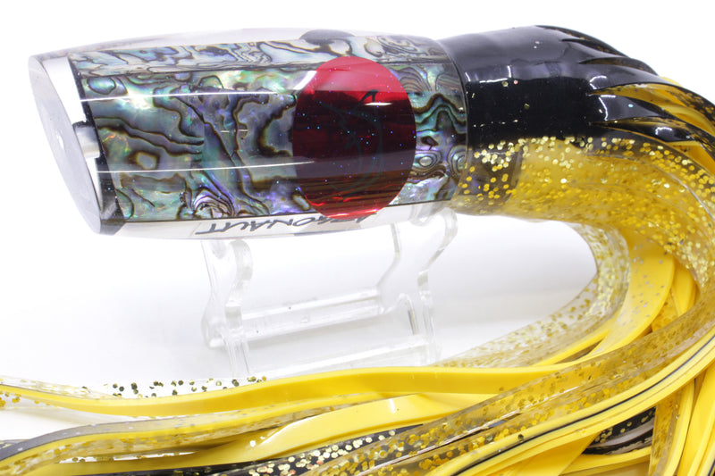 Bonze Lures Paua Shell Red Eyes Argonaut 12" 9.5oz Skirted Black-Gold/Yellow