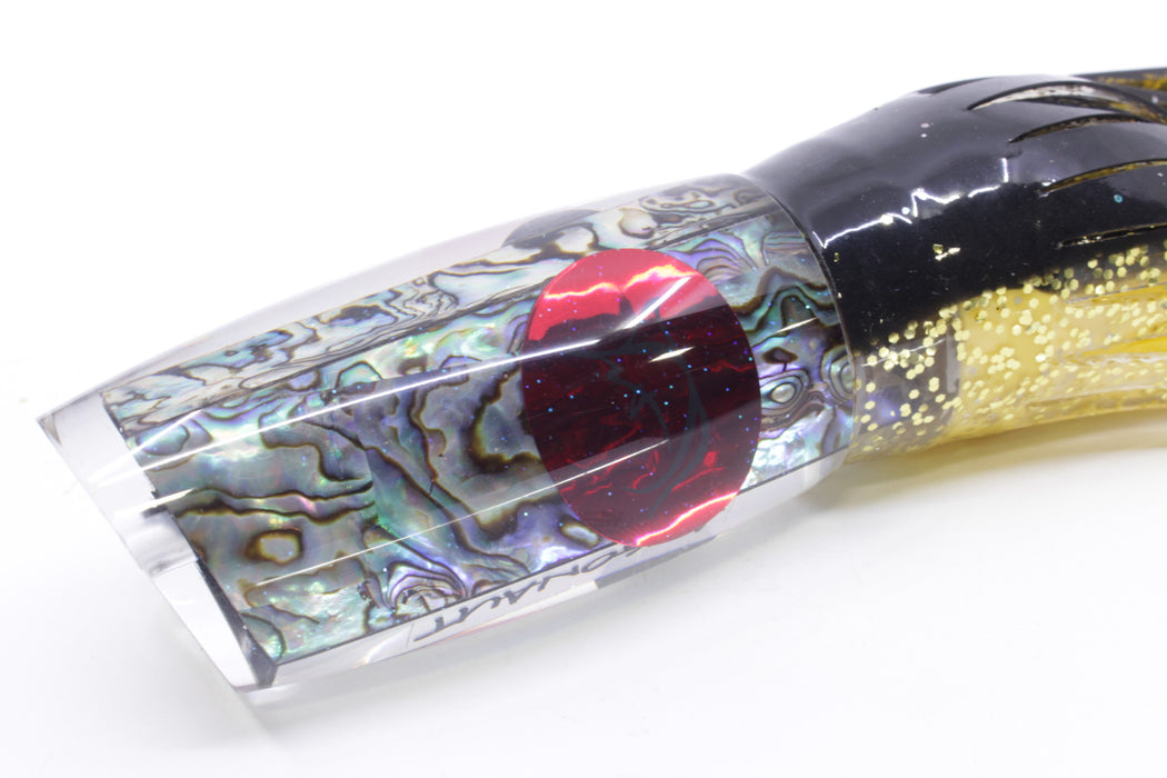 Bonze Lures Paua Shell Red Eyes Argonaut 12" 9.5oz Skirted Black-Gold/Yellow