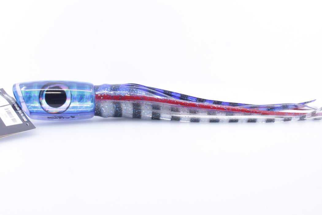 Pulsator Lures Blue Rainbow Riggler 14" 8oz Skirted Blue-Black/White