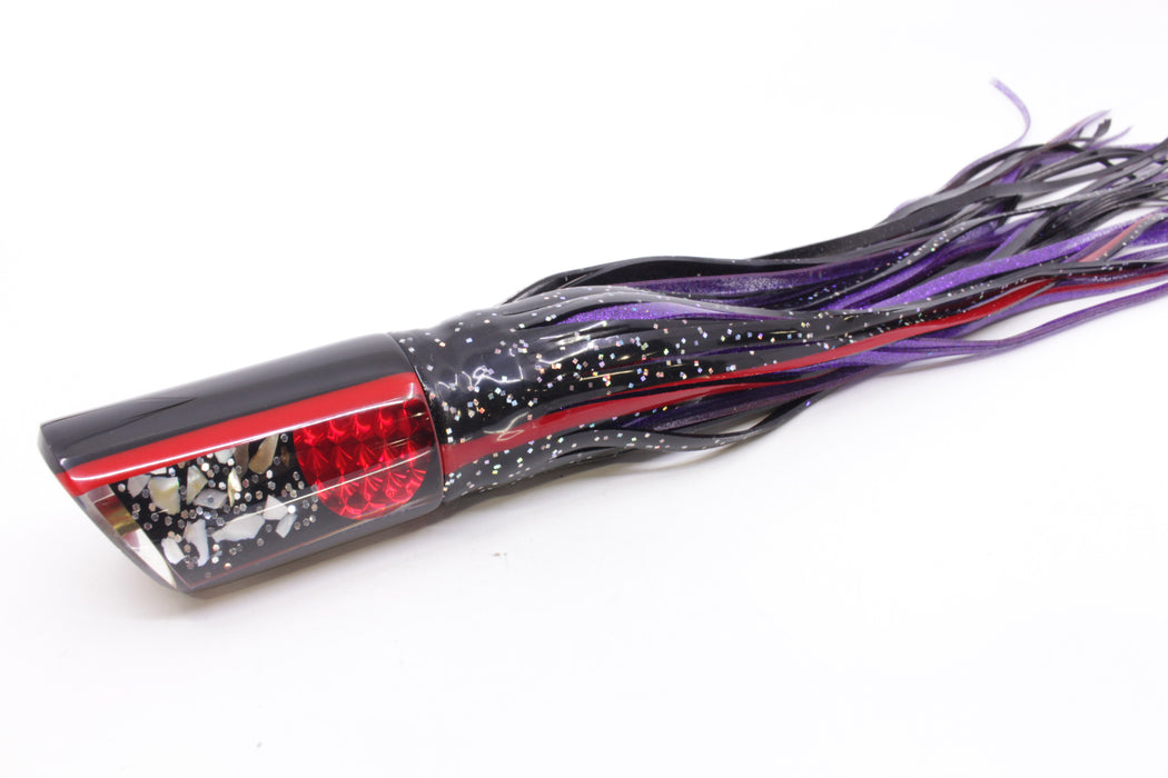 Crampton Baits Black S&P Black-Red Back Red Eyes 1/4 Tonner 12" 7.3oz Skirted