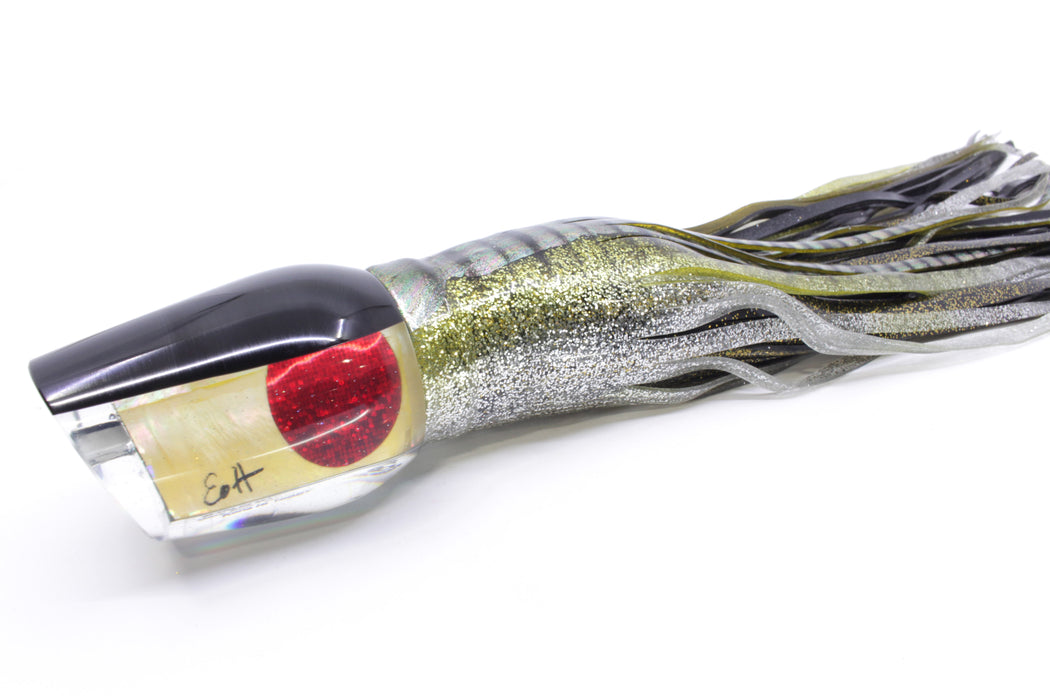 Marlin Magic Golden MOP Black Back Red Eyes Hibby 14" 11oz Skirted Yellow Aurora
