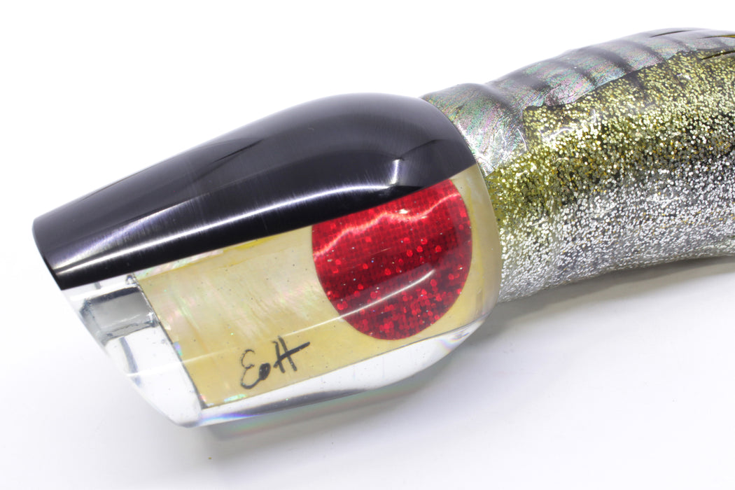 Marlin Magic Golden MOP Black Back Red Eyes Hibby 14" 11oz Skirted Yellow Aurora