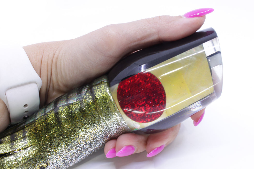 Marlin Magic Golden MOP Black Back Red Eyes Hibby 14" 11oz Skirted Yellow Aurora