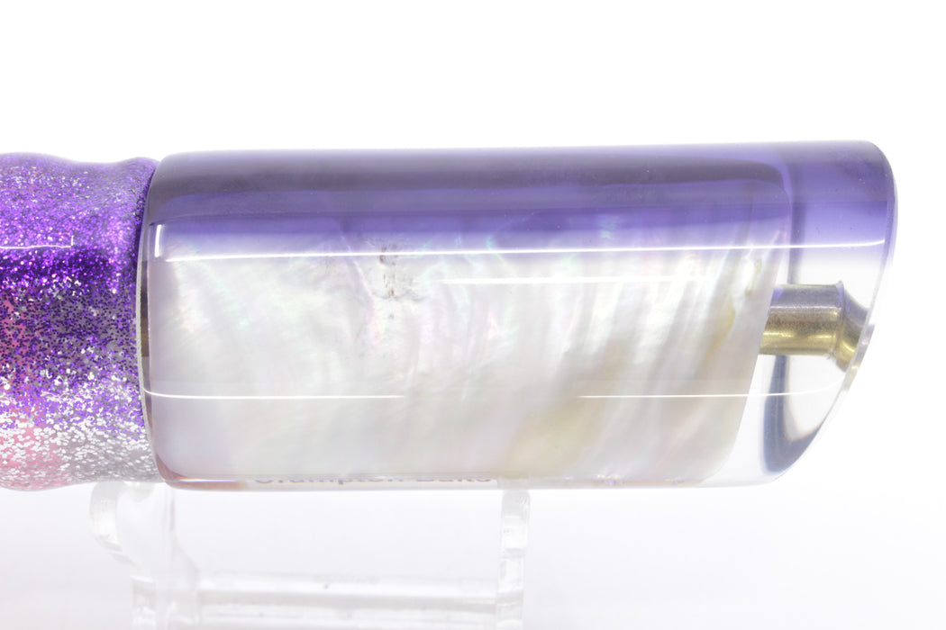 Crampton Baits Real White Ripple Shell Purple Back Tube 12" 8oz Skirted Purple-Silver/Pink