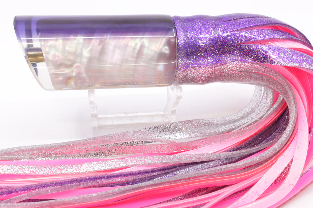 Crampton Baits Real White Ripple Shell Purple Back Tube 12" 8oz Skirted Purple-Silver/Pink