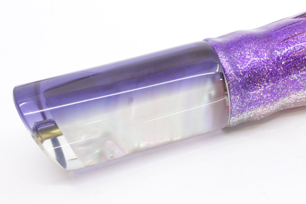 Crampton Baits Real White Ripple Shell Purple Back Tube 12" 8oz Skirted Purple-Silver/Pink