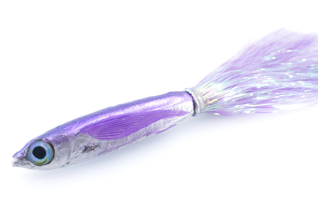 Aloha Lures Silver Rainbow Blue-Purple Back Slapstick 5" 5.5oz Flashabou Purple