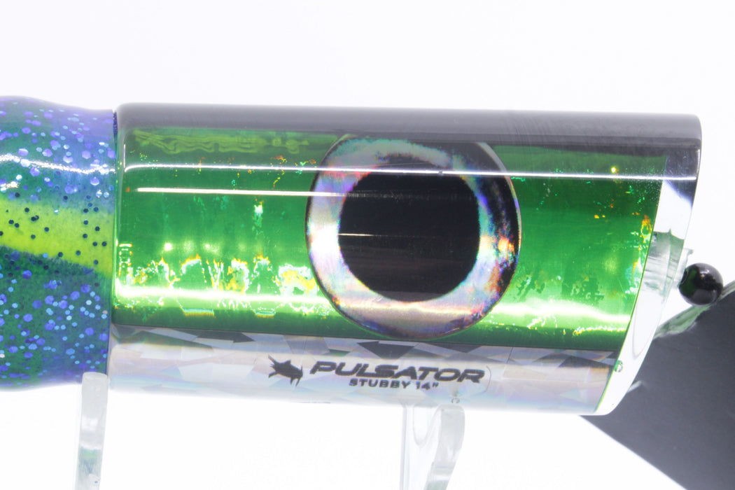 Pulsator Lures Green Rainbow Black Back Taxi Eyes Stubby Tube 14" 8oz Skirted Blue GZE