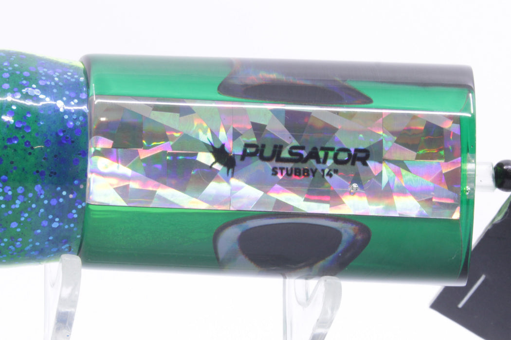 Pulsator Lures Green Rainbow Black Back Taxi Eyes Stubby Tube 14" 8oz Skirted Blue GZE