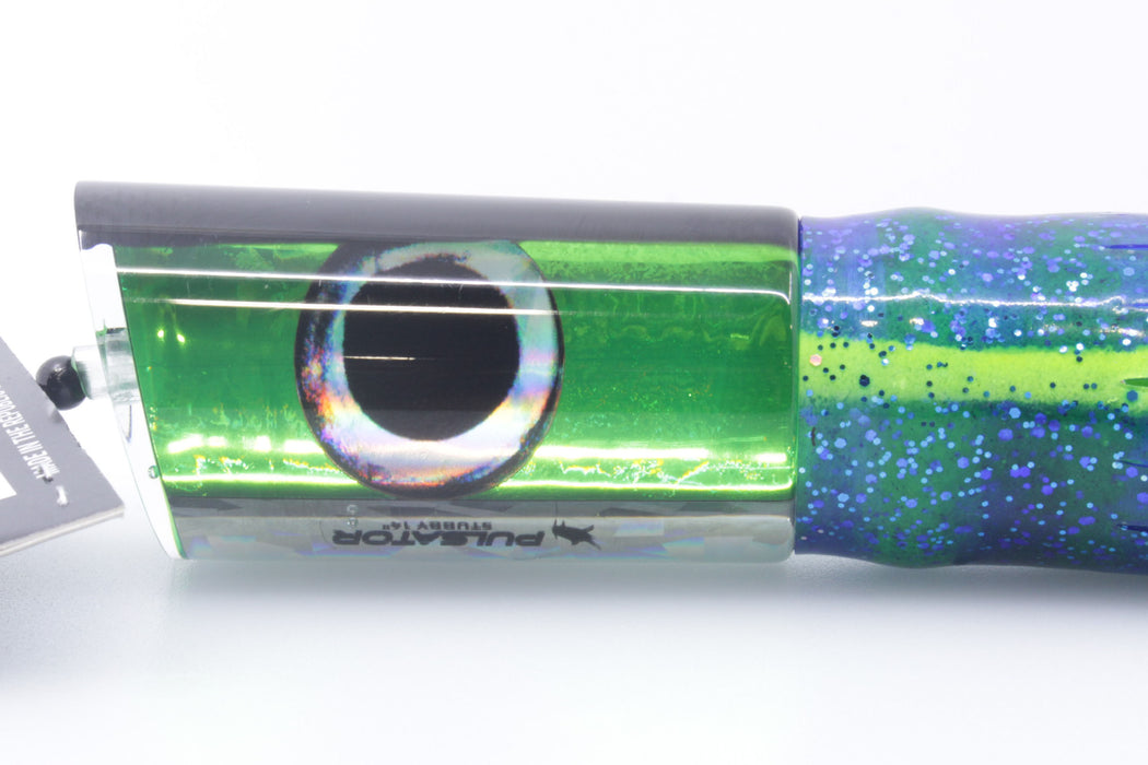 Pulsator Lures Green Rainbow Black Back Taxi Eyes Stubby Tube 14" 8oz Skirted Blue GZE