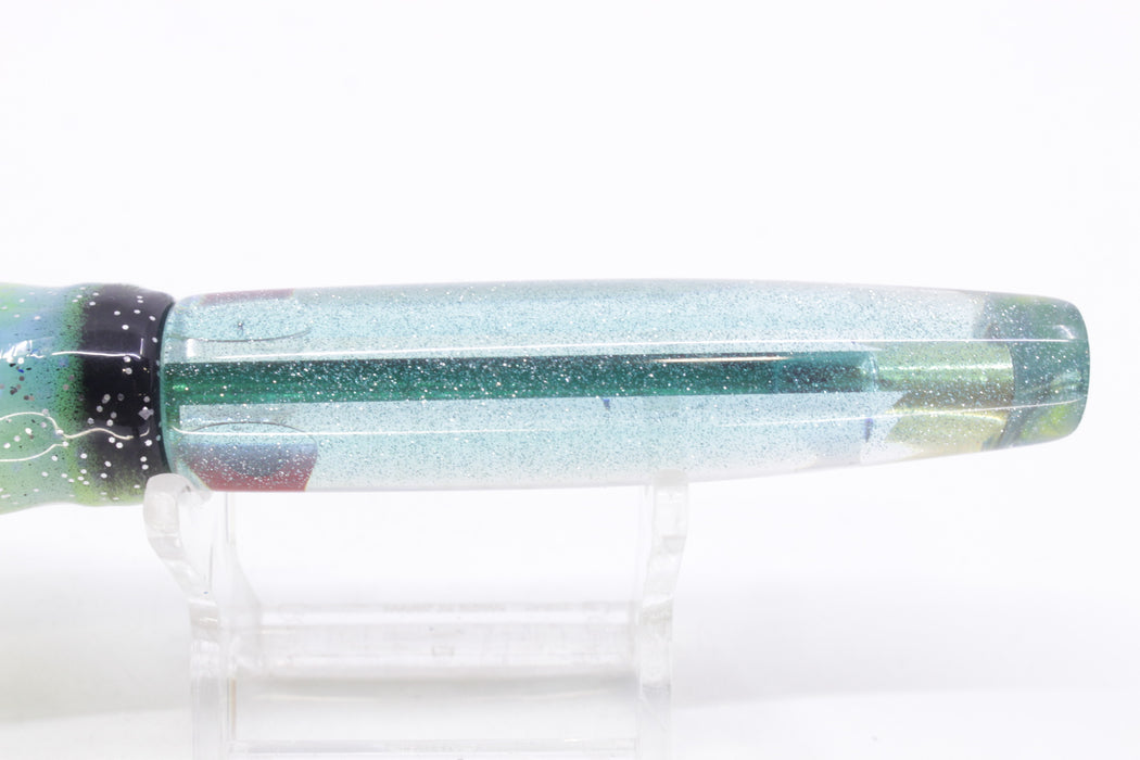 Coggin Lures Mirrored Ice Blue Back Pencil Stick Swimmer 5.5" 2oz Skirted Fruit Salad