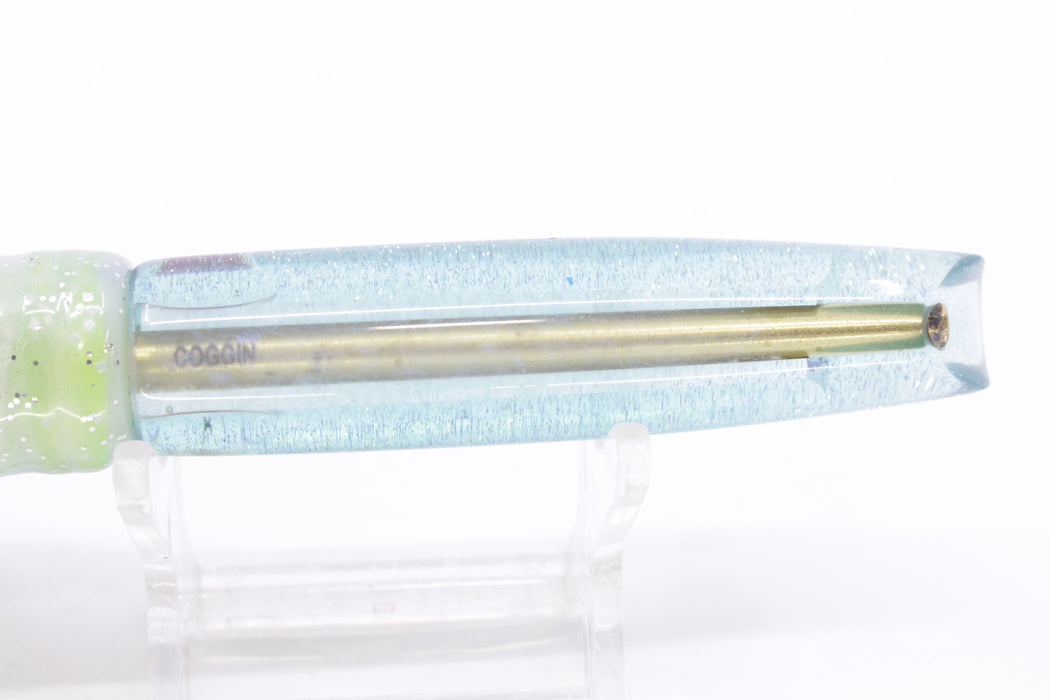 Coggin Lures Mirrored Ice Blue Back Pencil Stick Swimmer 5.5" 2oz Skirted Fruit Salad