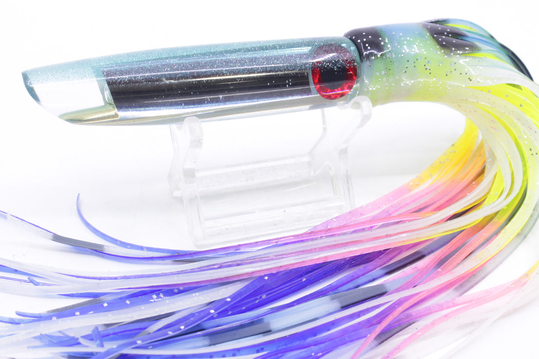 Coggin Lures Mirrored Ice Blue Back Pencil Stick Swimmer 5.5" 2oz Skirted Fruit Salad