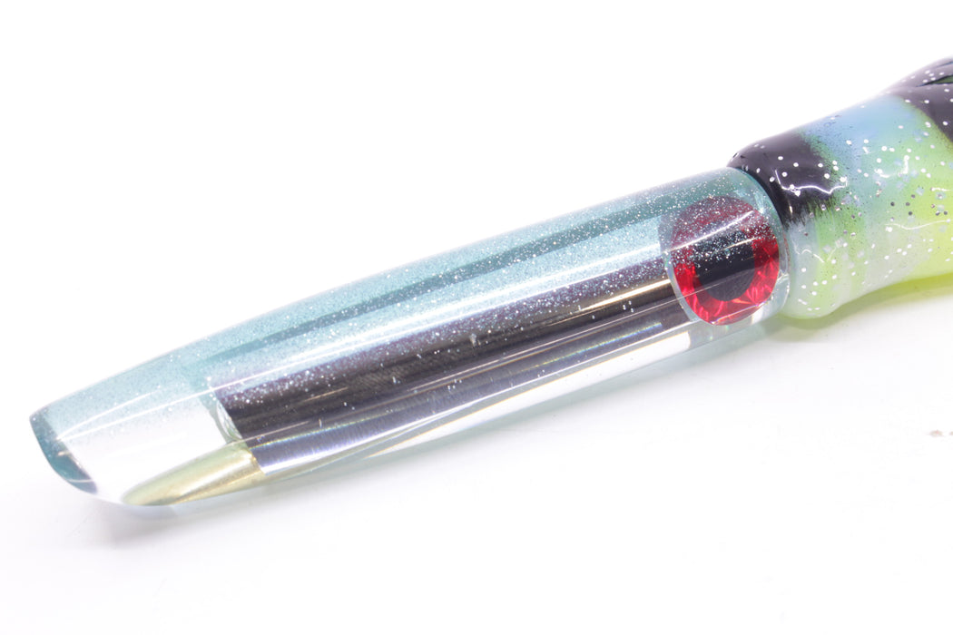 Coggin Lures Mirrored Ice Blue Back Pencil Stick Swimmer 5.5" 2oz Skirted Fruit Salad