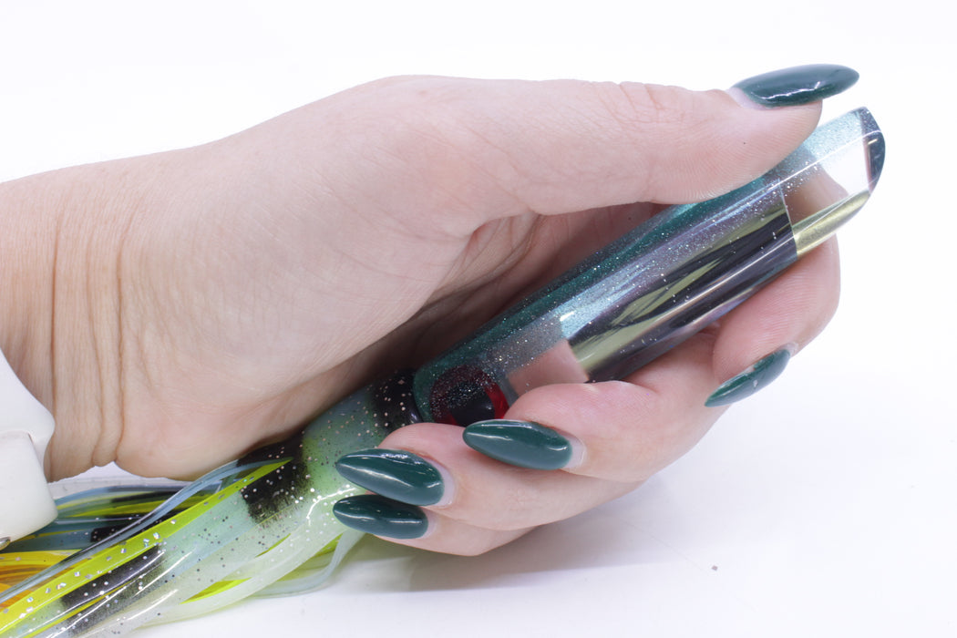 Coggin Lures Mirrored Ice Blue Back Pencil Stick Swimmer 5.5" 2oz Skirted Fruit Salad