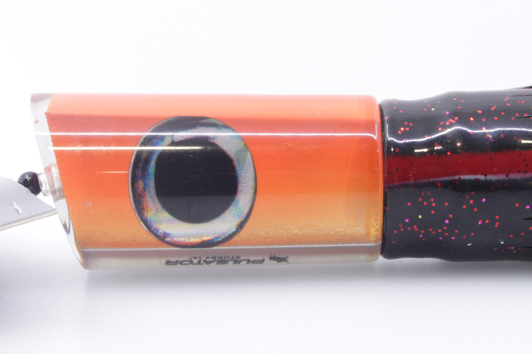 Pulsator Lures Orange-Silver Taxi Eyes Stubby Tube 14" 8oz Skirted Black/Rainbow GZE