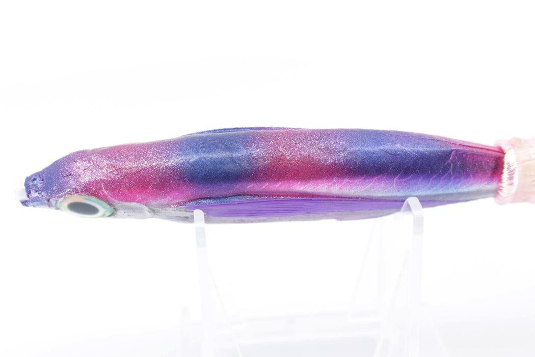 Aloha Lures Silver Rainbow Purple-Blue Stripes Back Slapstick 5" 5.5oz Flashabou Pink
