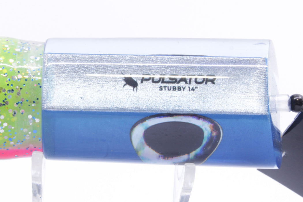 Pulsator Lures Blue-Silver Taxi Eyes Stubby Tube 14" 8oz Skirted Blue-Clear/Rainbow GZE