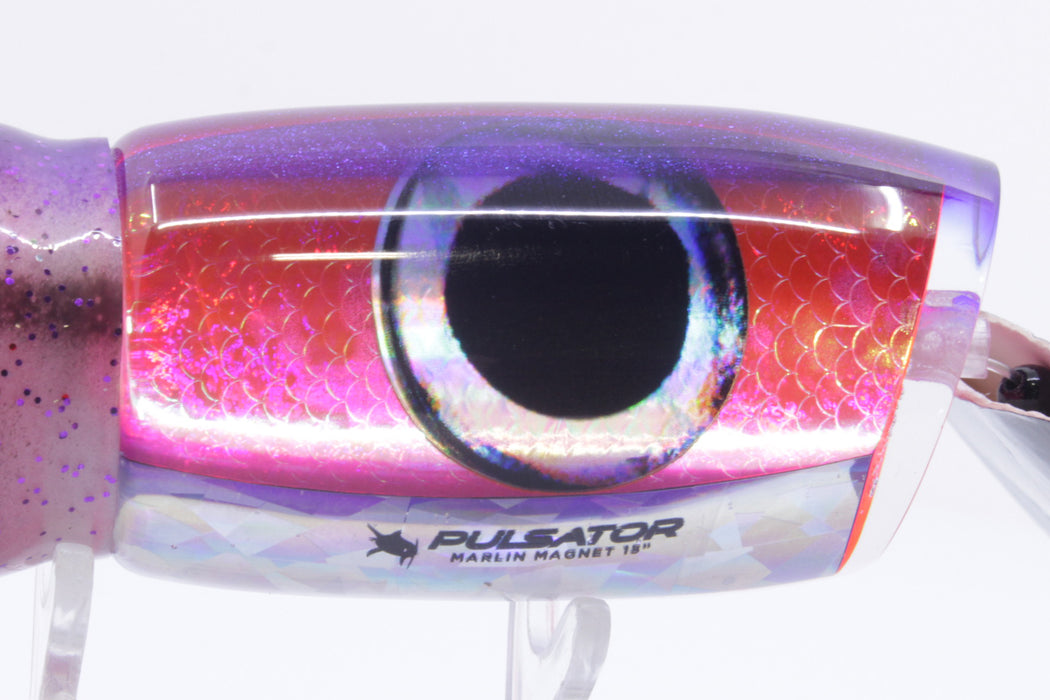 Pulsator Lures Pink Rainbow Scale Purple Back Taxi Eyes Marlin Magnet 15" 9.5oz Skirted GZE