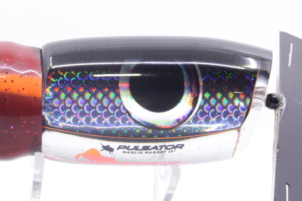 Pulsator Lures Black Rainbow Scale Black Back Taxi Eyes Marlin Magnet 15" 9.5oz Skirted GZE