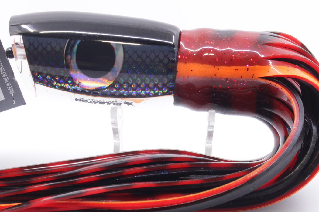 Pulsator Lures Black Rainbow Scale Black Back Taxi Eyes Marlin Magnet 15" 9.5oz Skirted GZE