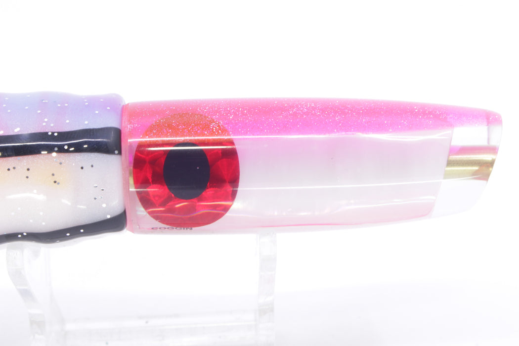 Coggin Lures White Rainbow Glass Pink Back Malolo Fying Fish 7" 3oz Skirted Gay Bob