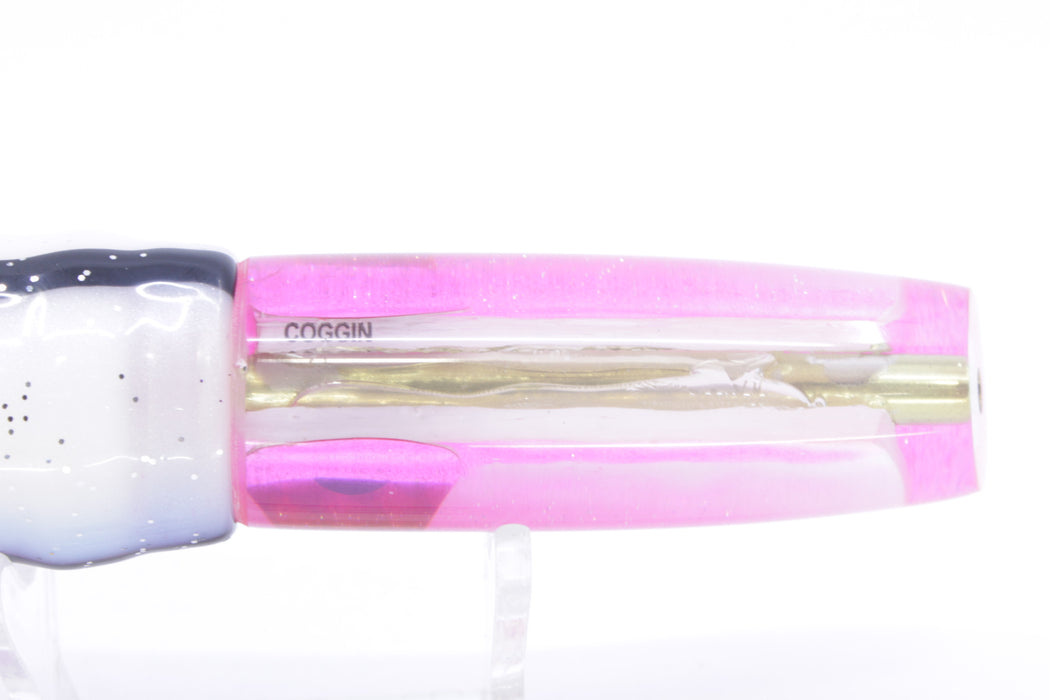 Coggin Lures White Rainbow Glass Pink Back Malolo Fying Fish 7" 3oz Skirted Gay Bob