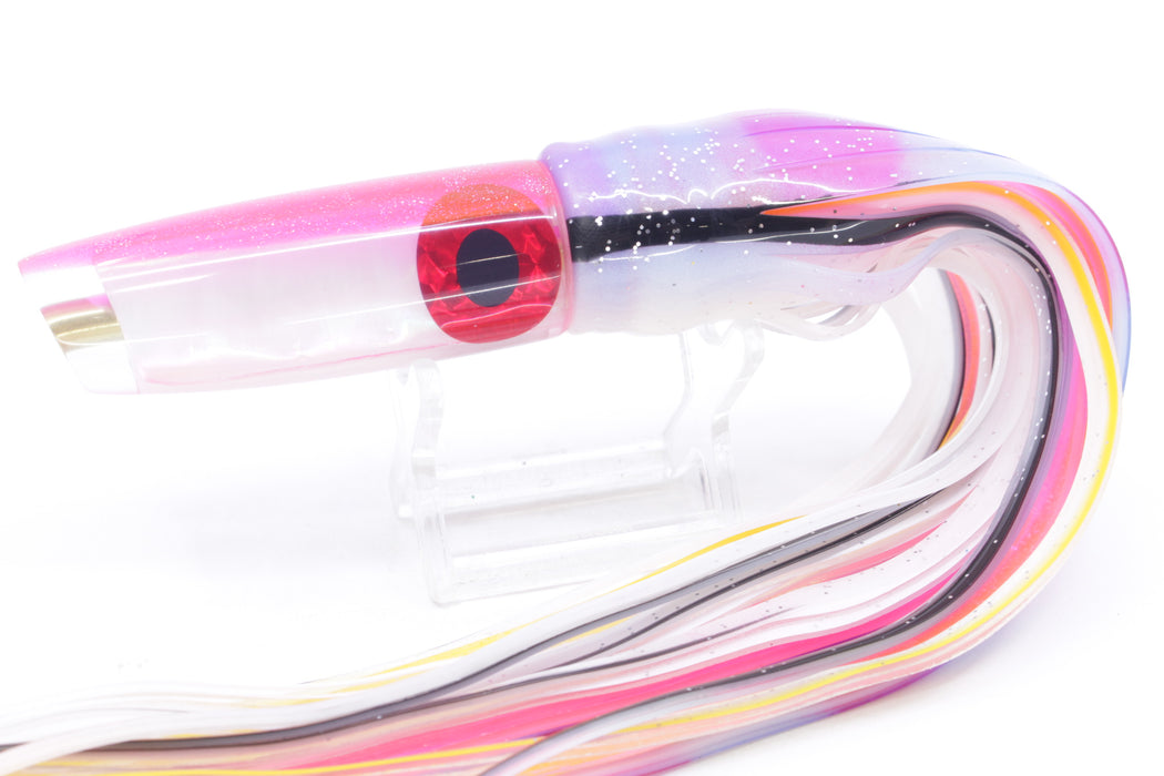 Coggin Lures White Rainbow Glass Pink Back Malolo Fying Fish 7" 3oz Skirted Gay Bob