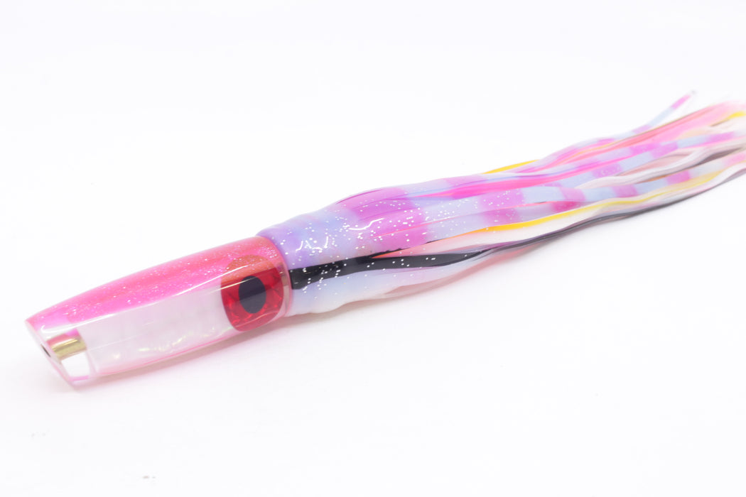 Coggin Lures White Rainbow Glass Pink Back Malolo Fying Fish 7" 3oz Skirted Gay Bob