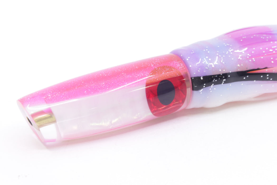 Coggin Lures White Rainbow Glass Pink Back Malolo Fying Fish 7" 3oz Skirted Gay Bob