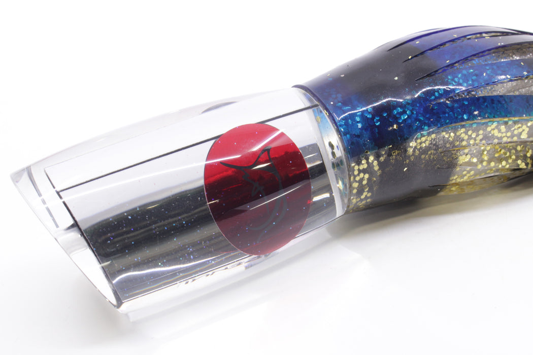 Bonze Lures Mirrored Red Eyes Arenui 12" 11oz Skirted Blue-Black-Gold