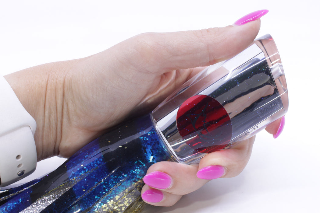 Bonze Lures Mirrored Red Eyes Arenui 12" 11oz Skirted Blue-Black-Gold