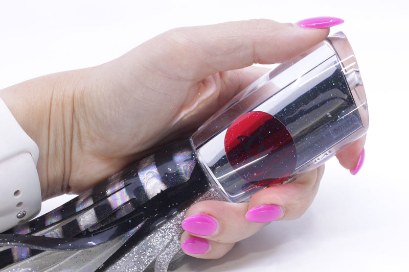 Bonze Lures Mirrored Red Eyes Arenui 12" 11oz Skirted Black Aurora-Silver