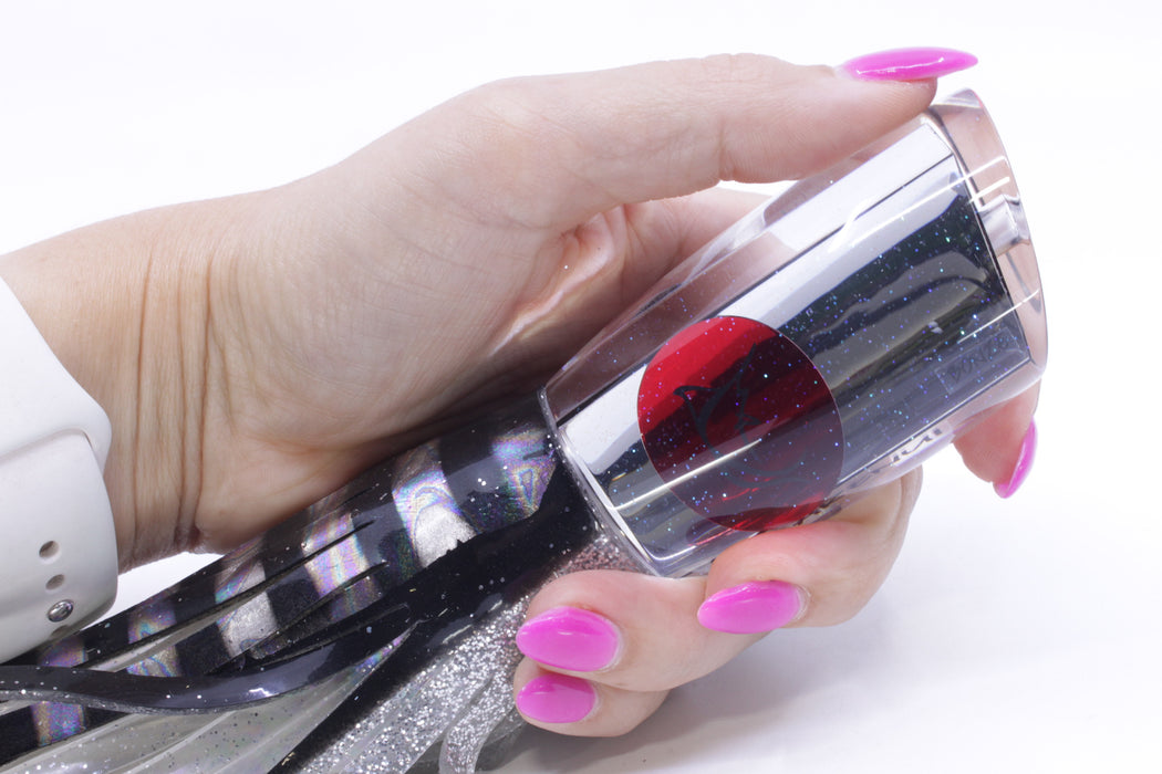 Bonze Lures Mirrored Red Eyes Arenui 12" 11oz Skirted Black Aurora-Silver