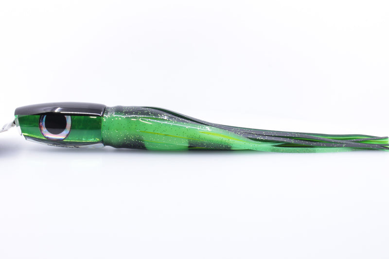 Pulsator Lures Green Rainbow Black Back Taxi Eyes Marauder 16" 10oz Skirted Black-Green