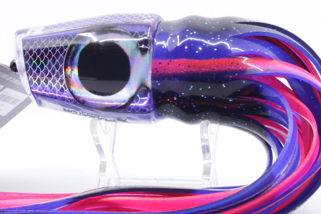 Pulsator Lures Purple Rainbow Scale Boaster 13" 8oz Skirted Blue-Black/Pink