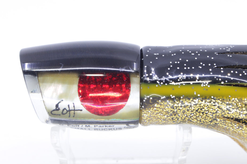 Marlin Magic Golden MOP Black Back Red Eyes Small Ruckus 9" 5oz Skirted Black-Gold