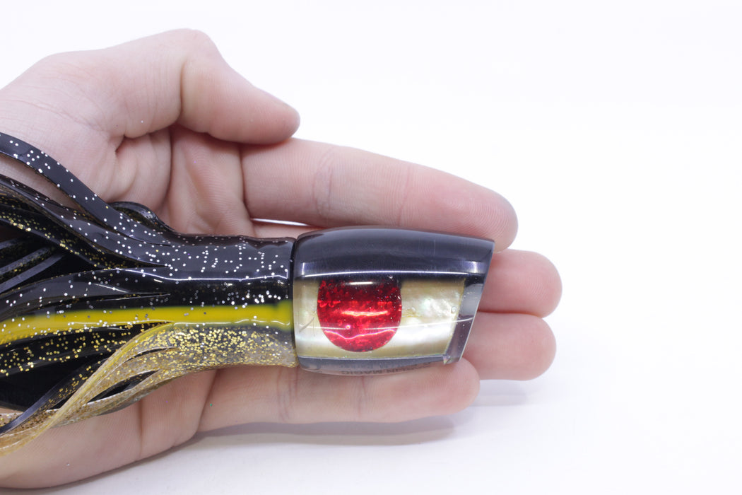 Marlin Magic Golden MOP Black Back Red Eyes Small Ruckus 9" 5oz Skirted Black-Gold