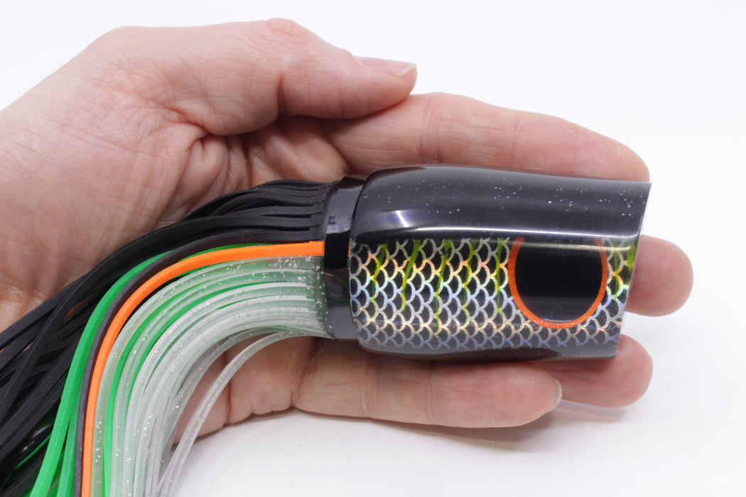 Amaral Lures Black Pearl Silver Rainbow Scale Black Back Diamondback 14" 7oz