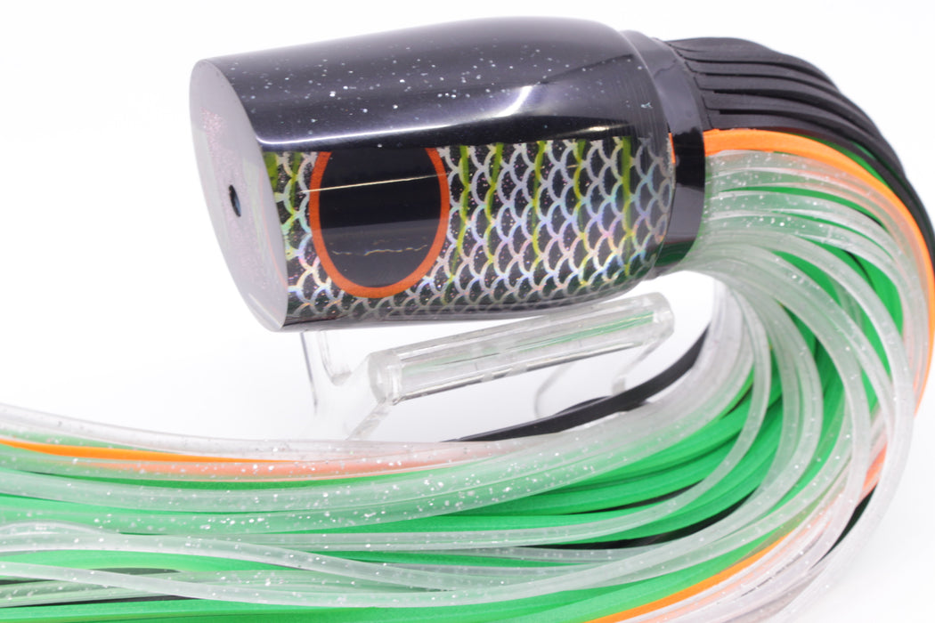 Amaral Lures Black Pearl Silver Rainbow Scale Black Back Diamondback 14" 7oz