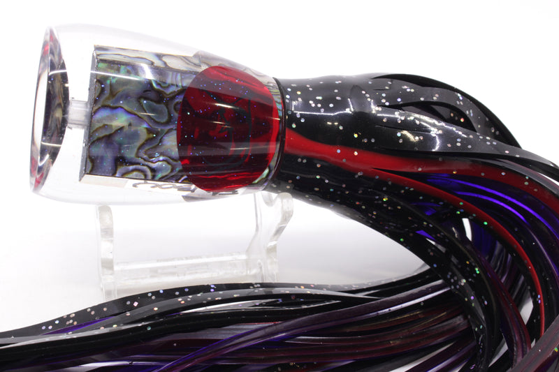 Bonze Lures Paua Shell Red Eyes Fanboy 10" 7oz Skirted Black/Purple